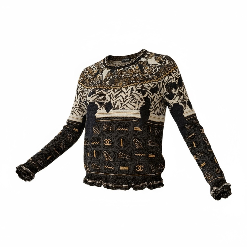 CHANEL Black and Gold Pullover Sweater